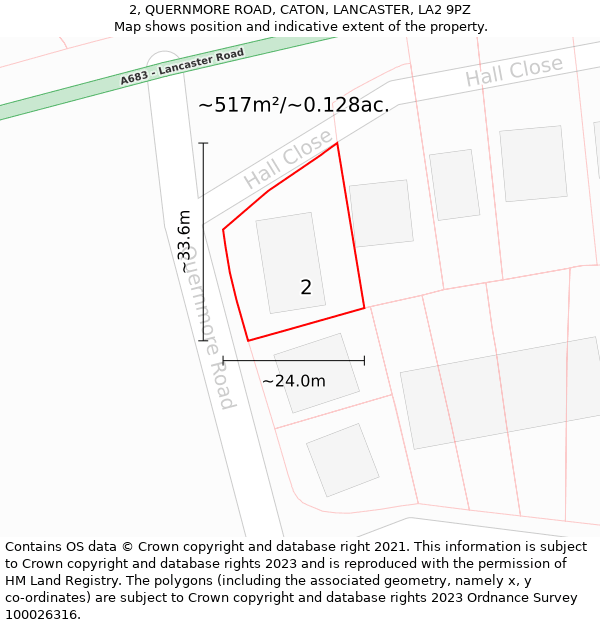 2, QUERNMORE ROAD, CATON, LANCASTER, LA2 9PZ: Plot and title map