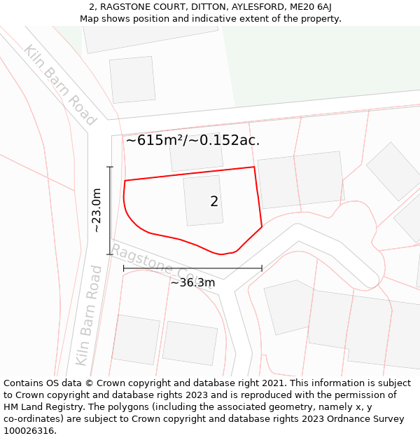 2, RAGSTONE COURT, DITTON, AYLESFORD, ME20 6AJ: Plot and title map