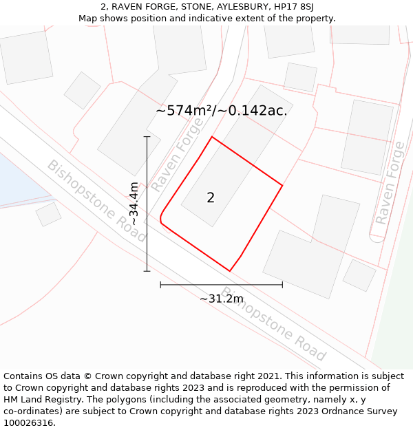 2, RAVEN FORGE, STONE, AYLESBURY, HP17 8SJ: Plot and title map