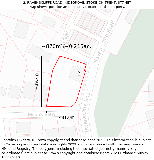 2, RAVENSCLIFFE ROAD, KIDSGROVE, STOKE-ON-TRENT, ST7 4ET: Plot and title map