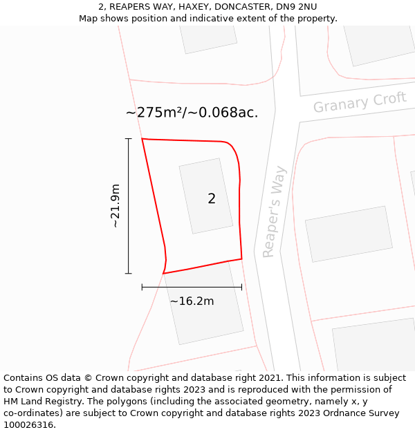 2, REAPERS WAY, HAXEY, DONCASTER, DN9 2NU: Plot and title map