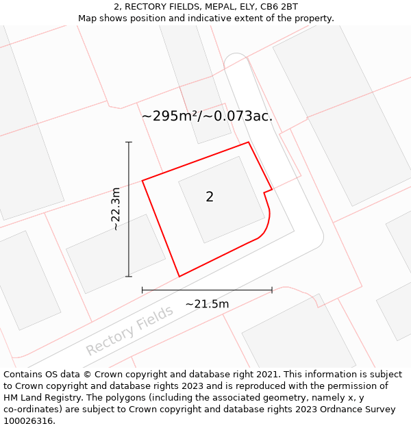 2, RECTORY FIELDS, MEPAL, ELY, CB6 2BT: Plot and title map