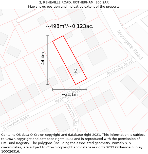 2, RENEVILLE ROAD, ROTHERHAM, S60 2AR: Plot and title map