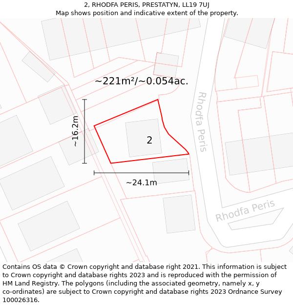 2, RHODFA PERIS, PRESTATYN, LL19 7UJ: Plot and title map