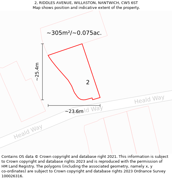 2, RIDDLES AVENUE, WILLASTON, NANTWICH, CW5 6ST: Plot and title map