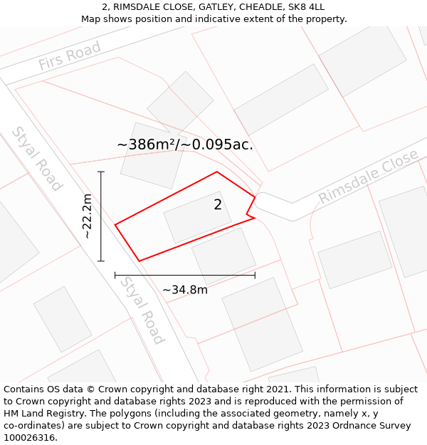 2, RIMSDALE CLOSE, GATLEY, CHEADLE, SK8 4LL: Plot and title map