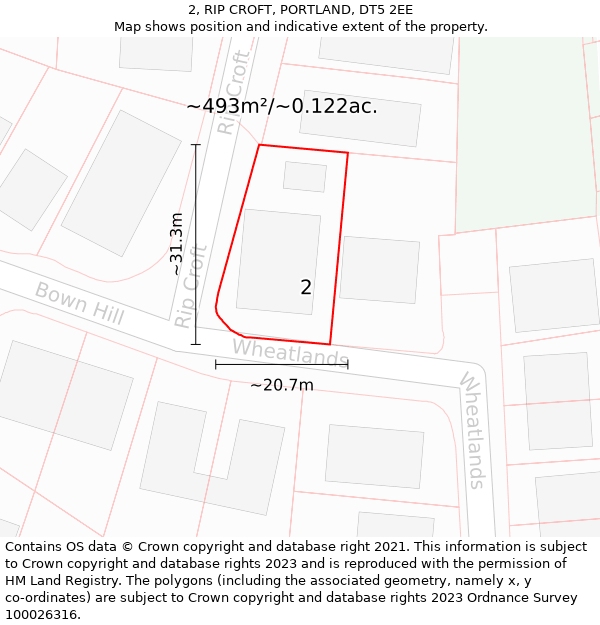 2, RIP CROFT, PORTLAND, DT5 2EE: Plot and title map