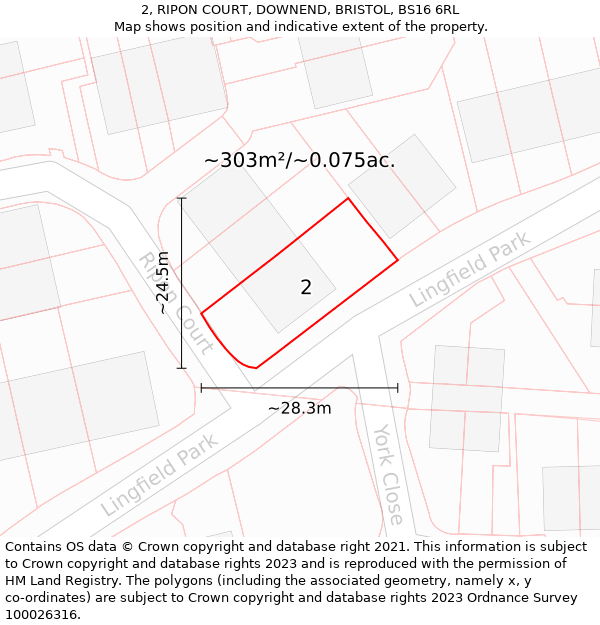 2, RIPON COURT, DOWNEND, BRISTOL, BS16 6RL: Plot and title map