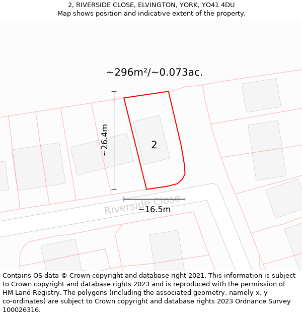 2, RIVERSIDE CLOSE, ELVINGTON, YORK, YO41 4DU: Plot and title map