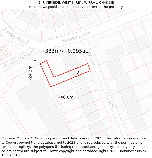 2, RIVERSIDE, WEST KIRBY, WIRRAL, CH48 3JB: Plot and title map