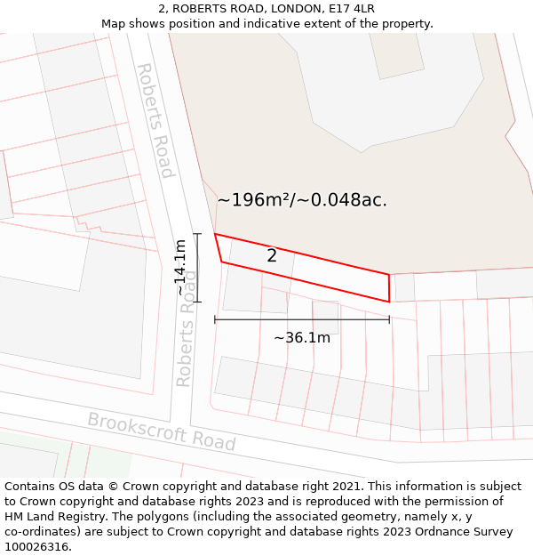 2, ROBERTS ROAD, LONDON, E17 4LR: Plot and title map