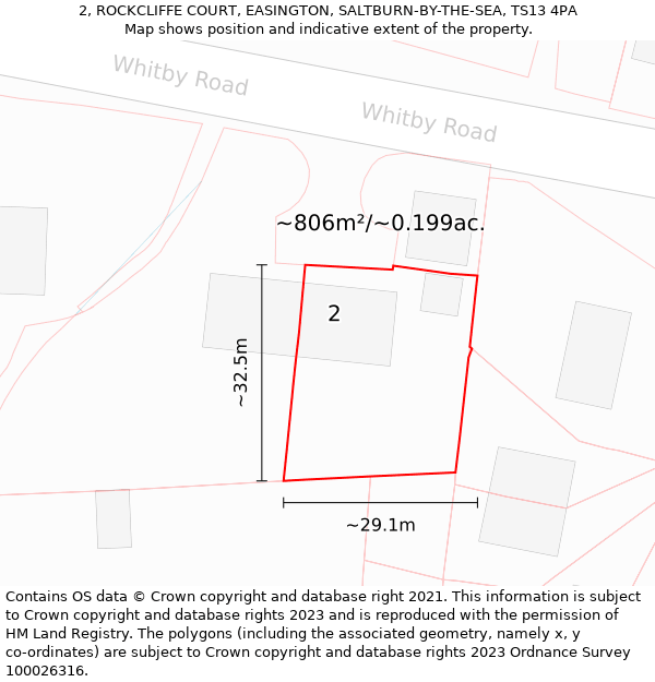 2, ROCKCLIFFE COURT, EASINGTON, SALTBURN-BY-THE-SEA, TS13 4PA: Plot and title map