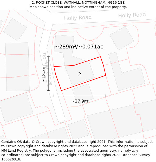 2, ROCKET CLOSE, WATNALL, NOTTINGHAM, NG16 1GE: Plot and title map