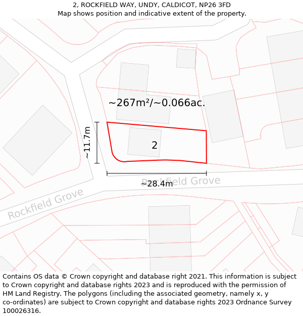 2, ROCKFIELD WAY, UNDY, CALDICOT, NP26 3FD: Plot and title map