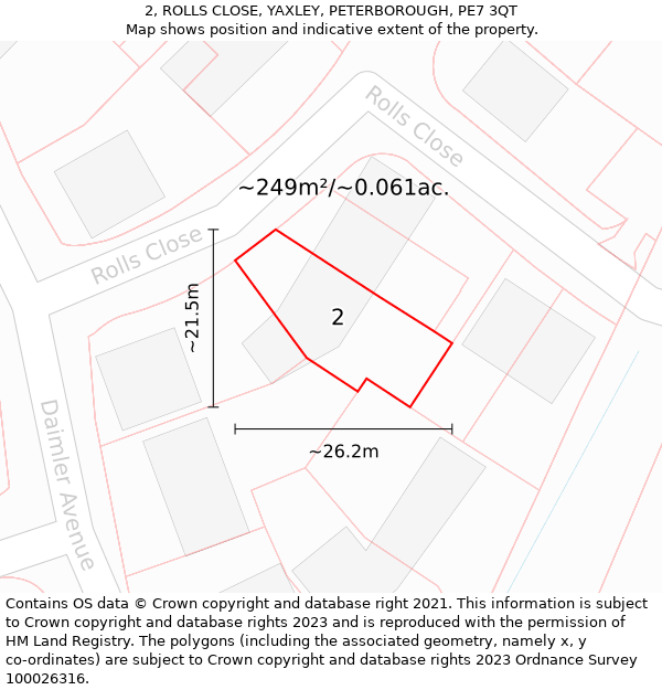 2, ROLLS CLOSE, YAXLEY, PETERBOROUGH, PE7 3QT: Plot and title map