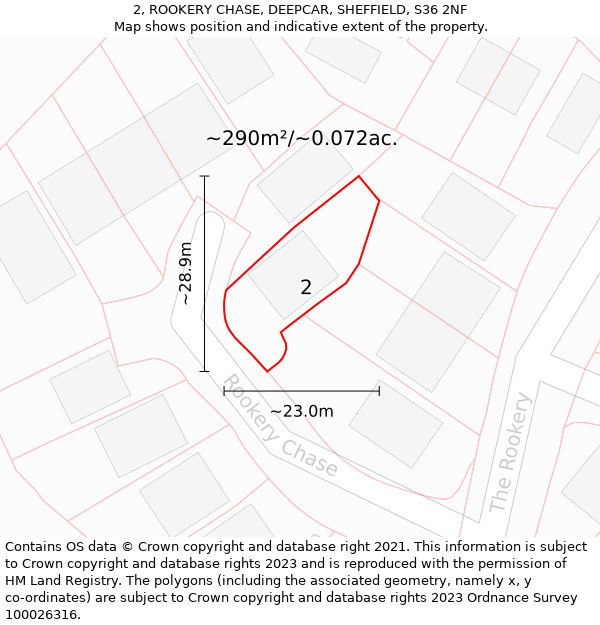 2, ROOKERY CHASE, DEEPCAR, SHEFFIELD, S36 2NF: Plot and title map