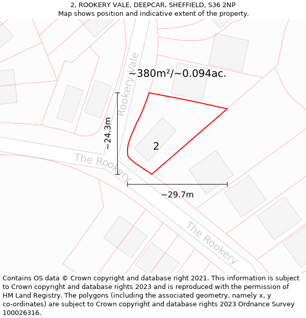 2, ROOKERY VALE, DEEPCAR, SHEFFIELD, S36 2NP: Plot and title map