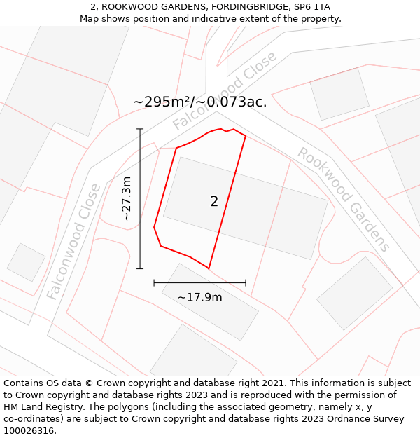 2, ROOKWOOD GARDENS, FORDINGBRIDGE, SP6 1TA: Plot and title map