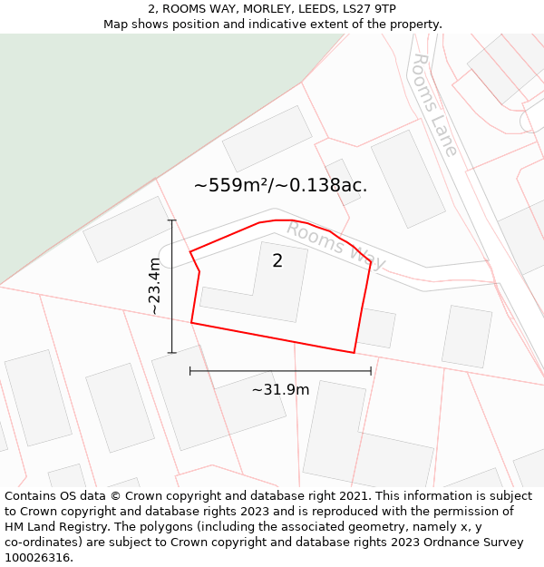 2, ROOMS WAY, MORLEY, LEEDS, LS27 9TP: Plot and title map