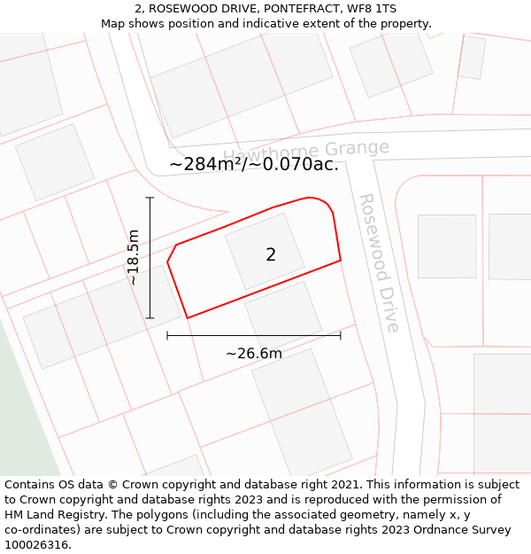 2, ROSEWOOD DRIVE, PONTEFRACT, WF8 1TS: Plot and title map