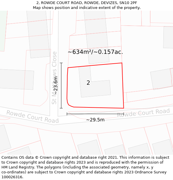 2, ROWDE COURT ROAD, ROWDE, DEVIZES, SN10 2PF: Plot and title map