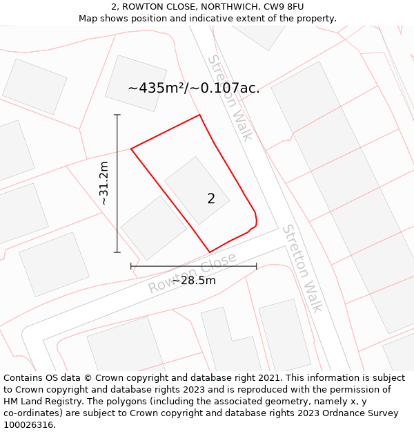 2, ROWTON CLOSE, NORTHWICH, CW9 8FU: Plot and title map