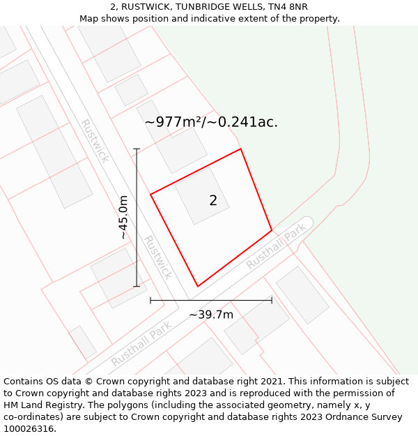 2, RUSTWICK, TUNBRIDGE WELLS, TN4 8NR: Plot and title map