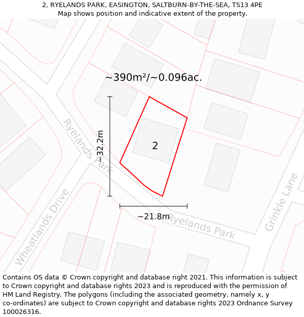 2, RYELANDS PARK, EASINGTON, SALTBURN-BY-THE-SEA, TS13 4PE: Plot and title map