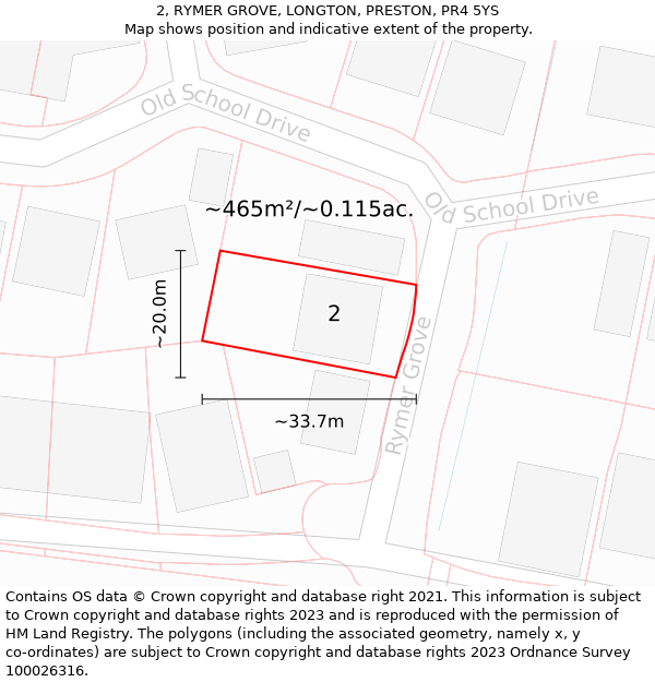 2, RYMER GROVE, LONGTON, PRESTON, PR4 5YS: Plot and title map