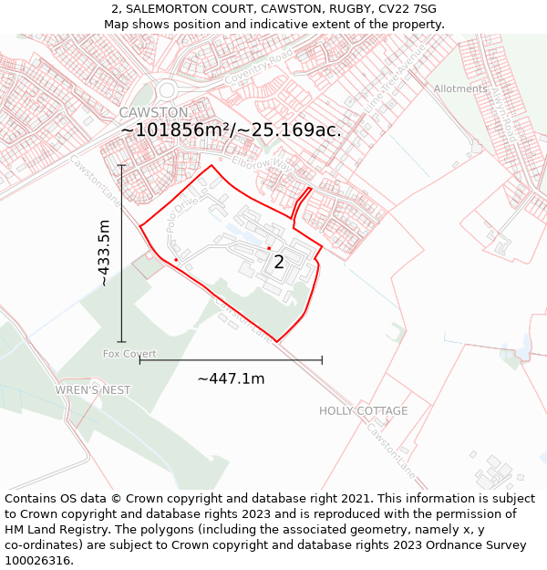 2, SALEMORTON COURT, CAWSTON, RUGBY, CV22 7SG: Plot and title map