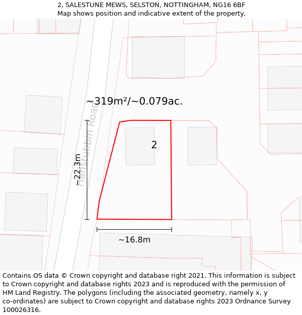 2, SALESTUNE MEWS, SELSTON, NOTTINGHAM, NG16 6BF: Plot and title map