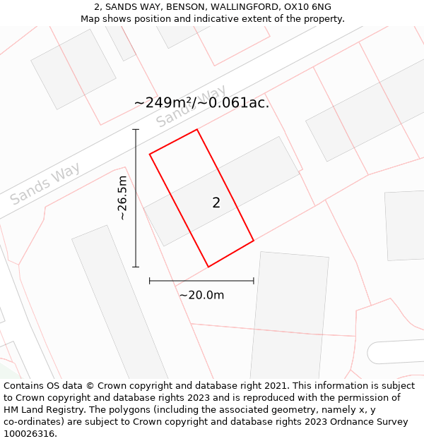 2, SANDS WAY, BENSON, WALLINGFORD, OX10 6NG: Plot and title map