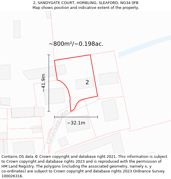 2, SANDYGATE COURT, HORBLING, SLEAFORD, NG34 0FB: Plot and title map