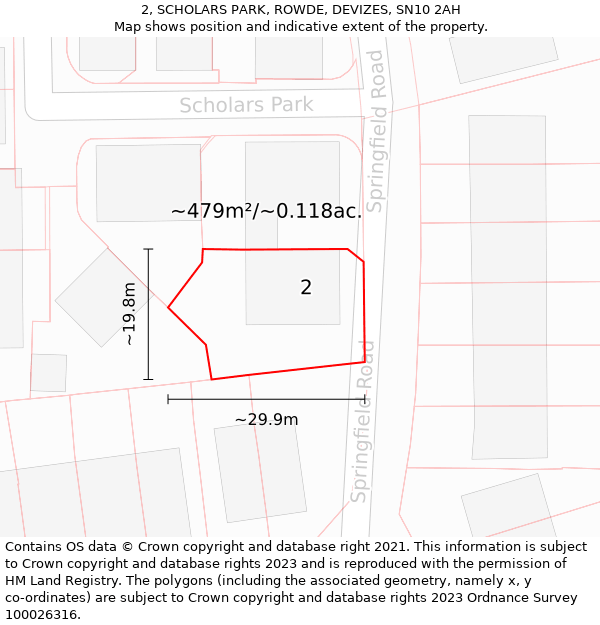 2, SCHOLARS PARK, ROWDE, DEVIZES, SN10 2AH: Plot and title map