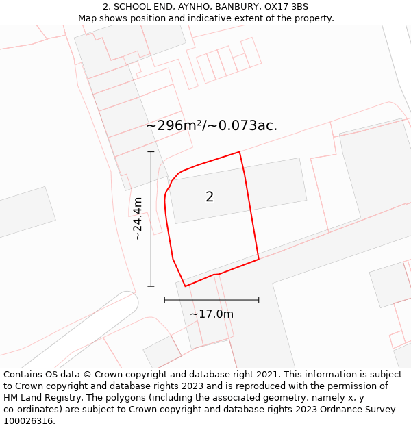 2, SCHOOL END, AYNHO, BANBURY, OX17 3BS: Plot and title map