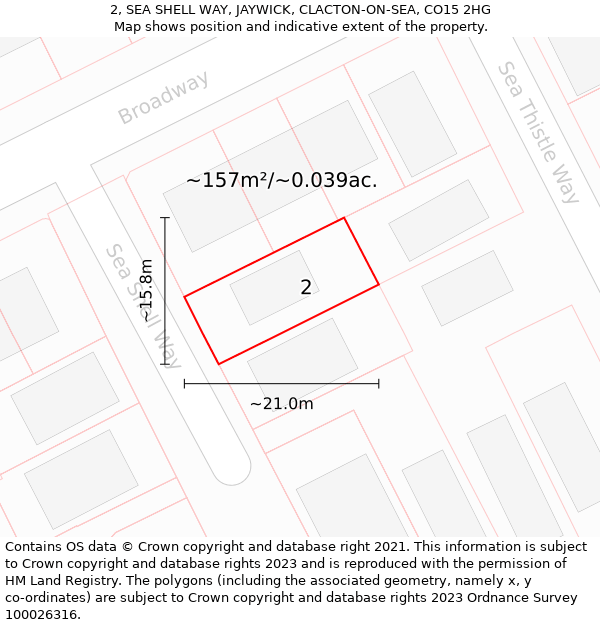 2, SEA SHELL WAY, JAYWICK, CLACTON-ON-SEA, CO15 2HG: Plot and title map