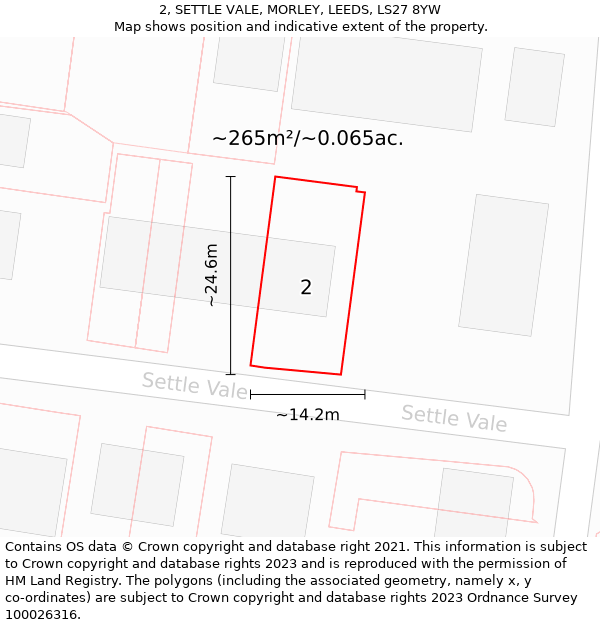 2, SETTLE VALE, MORLEY, LEEDS, LS27 8YW: Plot and title map