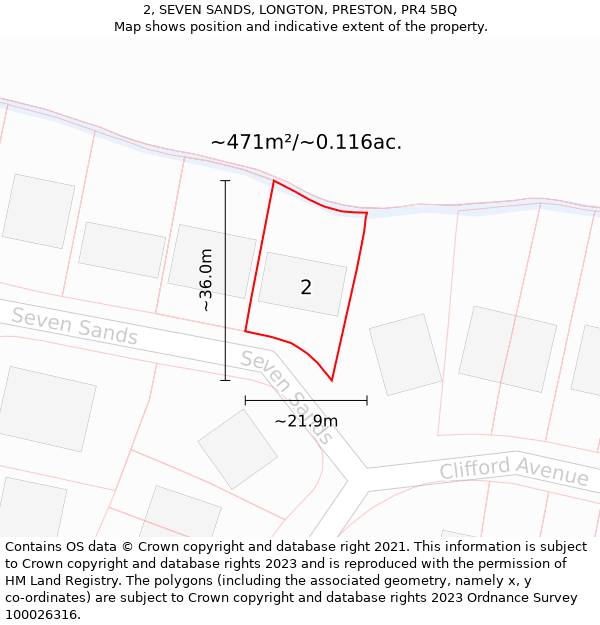 2, SEVEN SANDS, LONGTON, PRESTON, PR4 5BQ: Plot and title map