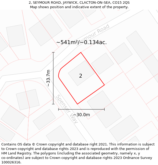 2, SEYMOUR ROAD, JAYWICK, CLACTON-ON-SEA, CO15 2QS: Plot and title map