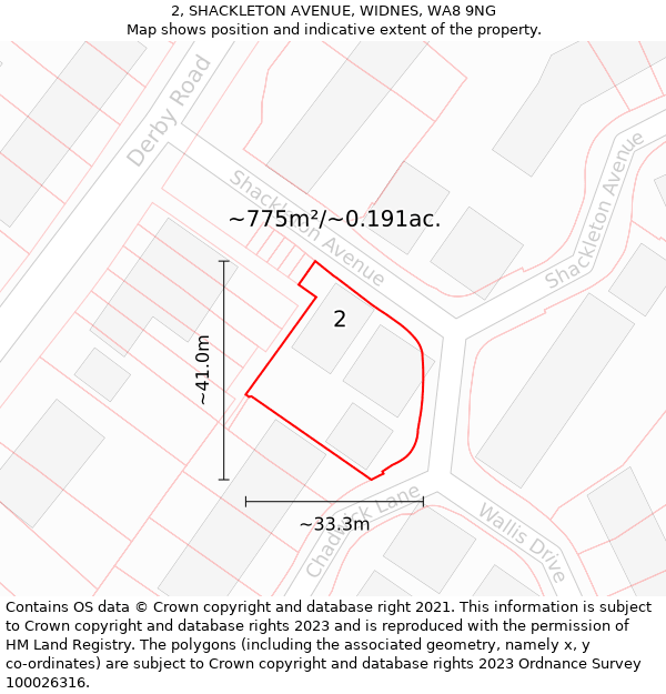 2, SHACKLETON AVENUE, WIDNES, WA8 9NG: Plot and title map