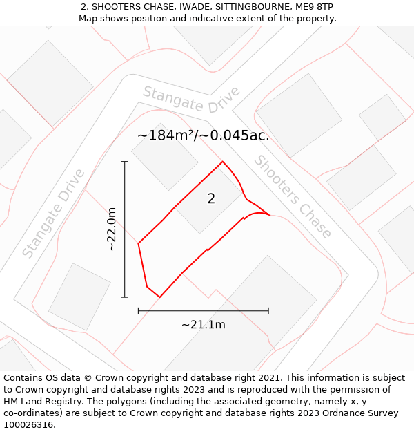 2, SHOOTERS CHASE, IWADE, SITTINGBOURNE, ME9 8TP: Plot and title map