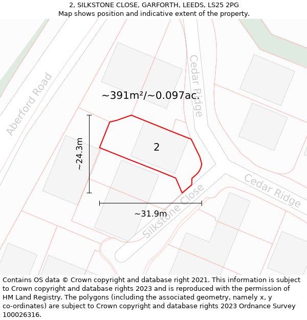 2, SILKSTONE CLOSE, GARFORTH, LEEDS, LS25 2PG: Plot and title map