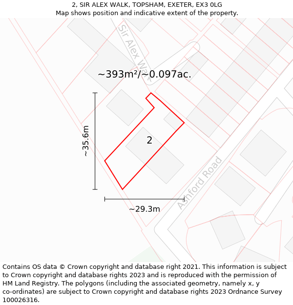 2, SIR ALEX WALK, TOPSHAM, EXETER, EX3 0LG: Plot and title map