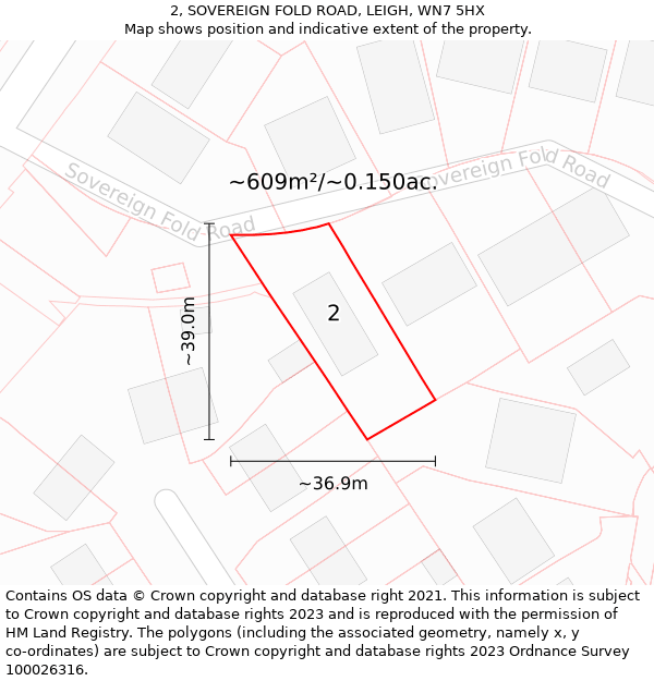 2, SOVEREIGN FOLD ROAD, LEIGH, WN7 5HX: Plot and title map