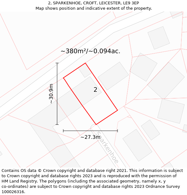 2, SPARKENHOE, CROFT, LEICESTER, LE9 3EP: Plot and title map