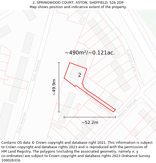 2, SPRINGWOOD COURT, ASTON, SHEFFIELD, S26 2DP: Plot and title map