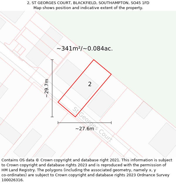 2, ST GEORGES COURT, BLACKFIELD, SOUTHAMPTON, SO45 1FD: Plot and title map