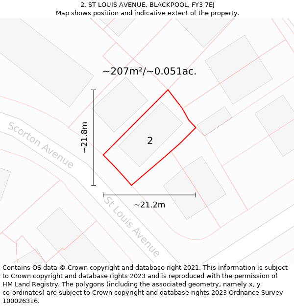 2, ST LOUIS AVENUE, BLACKPOOL, FY3 7EJ: Plot and title map
