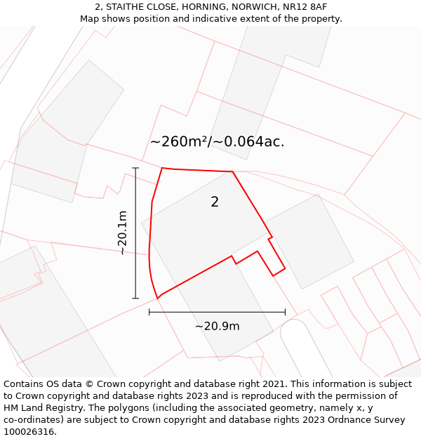 2, STAITHE CLOSE, HORNING, NORWICH, NR12 8AF: Plot and title map