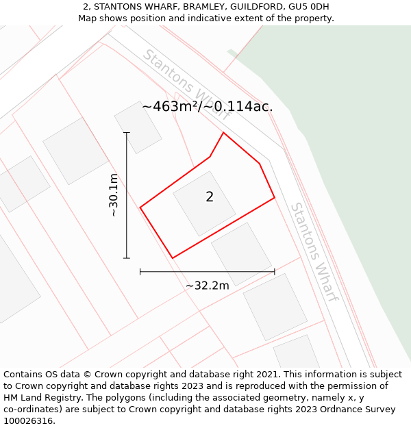 2, STANTONS WHARF, BRAMLEY, GUILDFORD, GU5 0DH: Plot and title map